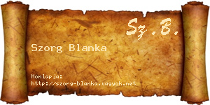 Szorg Blanka névjegykártya